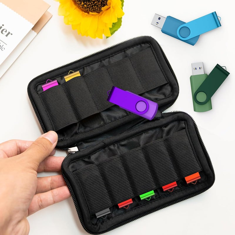 WesData Flash Drive Case, USB Drive Holder, Storage Bag for Thumb Drive, Light Weight and Easy to Put into Handbag, Protect and Store Small Items, 10 Slots Electronic Accessories Organizer - Image 2
